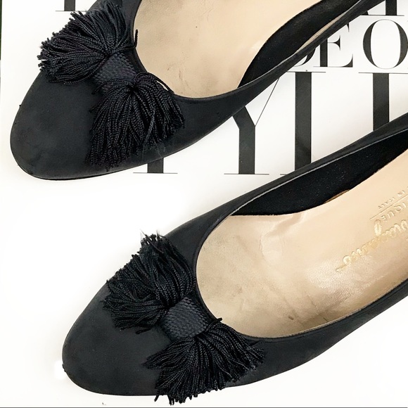 Vintage ferragamo suede tassel bow heels - Picture 2 of 6